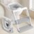 Portable Potty Training Seat Toilet Training Seat for Toddlers, Adjustable Potty Training Toilet Seat for Toddler with Steps, Foldable Potty Seat Toddler Toilet Seat Baby Toilet Seat