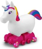 Kid Trax Silly Skaters Unicorn Toddler Foot to Floor Ride On Toy, Kids 1-3 Years Old, Soft and Inflatable, Single Rider, Light Up LED Rollerskates, White (KT1590)