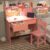 Pink Desk and Chair Set for 5-12 Year Old,Kids Study Desk with 3-Color Lights, Kids Study Table with Charging Station, Study Table with Drawers and Storage Shelf-Wt10