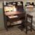 Espresso Desk and Chair Set for 5-12 Year Old,Kids Study Desk with 3-Color Lights, Kids Study Table with Charging Station, Study Table with Drawers and Storage Shelf-6e10