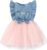 Kucnuzki Toddler Girl Outfits Baby Sunflower Princess Dresses Denim Summer Sleeveless Clothes Jean Tutu Skirts for Girls