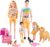 Family Dolls Set of 6 People with Dollhouse Pets Included Pregnant Mom Dad 3 Kids and Baby Boy in Mommy’s Tummy, Doll Playsets and Accessories for 3-12 Years Old Toddlers Gift