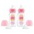 Dr. Brown’s Anti-Colic Options+ Wide-Neck Sippy Bottle Starter Kit, 9oz/270mL, with Level 3 Medium-Fast Flow Nipple and Soft 100% Silicone Sippy Spout, Pink, BPA Free, 6m+, 2 Pack
