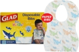 Glad for Kids Sharks Paper Bibs, 30 Count – Disposable Paper Bibs with Cute Sharks Design for Kids – Travel Bibs for Kids – Art & Craft Disposable Kids Bibs