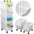 Skywin Plastic Stackable Storage Bins (4 Pack) – Small Open Front Bins for Toy, Pantry, Kitchen, and Bathroom Organization – White