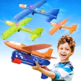 Fuwidvia 3 Pack Airplane Launcher Toys, 13.2” LED Foam Glider Catapult Plane Toy for Boys, 2 Flight Modes Outdoor Flying Toys Birthday Gifts for Boys Girls 4 5 6 7 8 9 10 11 12 Year Old