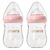 Glass Baby Bottles,Anti Colic Breastfeeding Bottle with Natural Response Nipple Size S,Wide Neck Slow Flow Baby Bottle for Baby,Newborn,Preemie 0-3 0-6 Month,BPA Free (Pink, 2 Pack, 5 Ounce)