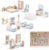 ROBUD Wooden Dollhouse Furniture Set, 23 Pcs Dollhouse Accessories, Miniature Furniture Including 5 Room Kits, Dollhouse Furniture Pretend Play Toys for Boys, Girls & Toddlers, 3+
