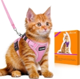 Halypet Cat Harness and Leash Set [MAX Safety 4th-Gen Upgrade] Escape Proof Adjustable Cat Leash Comfortable Soft Vest Easy to Wear Kitten Harness with Reflective Strip for Cats Walking, S Pink
