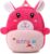 Toddler Backpack for Boys and Girls, Cute Soft Plush Animal Cartoon Mini Backpack Little For Kids 2-6 Years (Fuchsia Bunny)