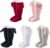 Baby Girls Knee High Socks Bow Tube Ruffled Knit Cotton Long Stockings for Infants and Toddlers 5 Pairs