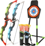 Bow and Arrow Set for Kids, 2-Pack LED Light Up Archery Set with 20 Suction Cup Arrows, Indoor and Outdoor Toy for Boys Girls Age 4-8 8-12 with Standing Target&2 Quivers, Birthday Gift 3-12 Years Old