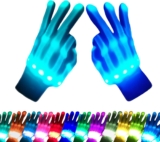 LED Gloves 12 Colors Girls Boys Toys Age 6-8 8-12 Years Old Kids Easter Gifts stocking stuffers Light Up Gloves Cool Fun Costumes for Halloween Christmas Carnival Birthday Parties (1 Pair M)