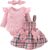 Baby Girl Clothes Fall Winter Outfit Long Sleeve Ruffle Romper Plaid Skirt Bow Headband 3 Pcs Set 0-18 Months