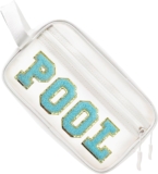 COSHAYSOO Clear POOL Makeup Bag Small Travel Pouch for Women Teenager Girls Pool Accessories Stuff Organizer Preppy Chenille Letter Patch Summer Girly Things