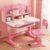 Kids Adjustable Study Desk & Chair Set w/Storage,Drawers,Bookshelf,Child Toddler Writing Homework Table,Little Girl Work Computer Desk,Princess Preschool Desk,Escritorio Mesas para Niña (Pink A)