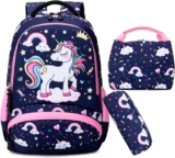 Unicorn Backpack for Girls School Backpack for Girls Unicorn Bookbag School Bag Set for Elementary Back to School