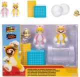 Super Mario Nintendo 2.5″ Action Figures 3D World Diorama Includes Cat Mario and Cat Peach