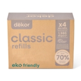 Diaper Dekor Classic Diaper Pail Refills | 4 Count Unscented | Exclusive End-of-Liner Marking | Thick Quick & Easy to Replace | Most Economical Refill System | for Original and Eko Style Pails