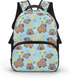 Capybara Kids Backpacks for Girls Toddler 15 Inch Cute Lemon Ergonomic Backpack with Top Handle Potable School Bookbags with Zipper Closure for Elementary Girls