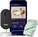 Owlet Dream Duo – FDA-Cleared Smart Baby Monitor with Sock & HD Video Cam 2K HD Video, Cry & Motion Alerts, Temp Monitoring