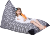 Jorbest Stuffed Animal Storage Bean Bag Chair for Kids and Adults, Stuffed Animal Bean Bag, Premium Canvas Stuffie Seat – COVER ONLY (Grey with White Arrows 200 L/52 Gal)