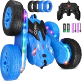 Remote Control Car,RC Cars with Sides Light Strip and Headlights,Double Sided 360 Flips Rotating RC Stunt Car,2.4Ghz All Terrain Toys for Ages 4-6 Kids Toy for Boys Girls Birthday Gift(Blue)