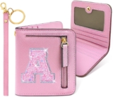 COSHAYSOO Initial RFID Girls Wallet Wristlet Valentines Birthday Gift Ideas for 6 7 8 9 10 11 12 13 14 Year Old Girl Girly Gifts Tween Preteen Teen Preppy Trendy Stuff Pink Letter A
