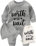 YSCULBUTOL Baby Twins Bodysuits Worth The Wait Boy Romper Baby Girl Clothes Long Sleeve Jumpsuit