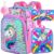AGSDON 3PCS Unicorn Backpack for Girls, 16″ Little Kids Sequin Preschool School Bookbag and Lunch Box