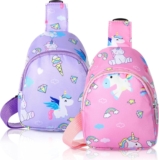 2 Pcs Small Crossbody Bag Girls Cute Cartoon Unicorn Sling Bag Nylon Shoulder Coin Pouch for Travel Hiking(Classic)