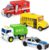 JOYIN 4 Pcs 7″ Long Vehicle Toy Set, Toddlers Cars with Lights and Siren Sound, Including Play Police Car, School Bus, Garbage Truck, Ambulance, Birthday Party Gifts Toys for Boys 3-5