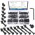 Glarks 141Pcs M6x15/ 20/25/ 30/35/ 40/45/ 50/55/ 60/65/ 70/75/ 80mm Baby Bed Crib Screws Hardware Replacement Kit, Black Hex Socket Cap Bolts Screws and Nuts Assortment Kit with a Allen Wrench