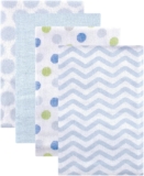 Luvable Friends Unisex Baby Cotton Flannel Receiving Blankets, Blue Dots 4-Pack, One Size
