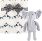 Hudson Baby Unisex Baby Plush Blanket with Toy, Modern Elephant, One Size
