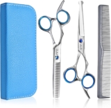 ULG Hair Cutting Scissors for Kids, Safety Round Tip Baby Hair Cutting Kit, Haircut Scissors Set with Thinning and Cutting Shears, Comb & Storage Bag, 6.5” Hair Shears Set for Children, Toddlers, Pets