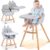 4-in-1 Baby High Chair, Convertible Easy-to-Clean Wooden Highchair for Infant, Kids& Children, 3 Position Tray, Leatherette Seat, Modern and Compact Design, Grey