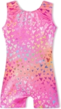 Domusgo Gymnastics Leotards for Girls Sparkly One-Piece Pro Kids Unitard Biketards with Shorts