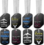 Yaomiao 20 Pieces Christian Religious Dog Tag Necklaces with Bible Verses Scripture Dog Tags Necklaces Stainless Steel Cross Necklace Bible Verse Inspirational Gift with Chain for Men Women Boys