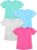 Poroka 4 Pack Toddler Girls Shirts Kids Cotton Short Sleeve T Shirts Tops Tees Girls Summer T-Shirts