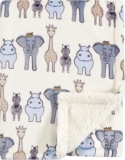 Hudson Baby Unisex Baby Plush Mink and Sherpa Blanket, Royal Safari, One Size