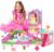 Dolls House for Girls, Doll Girls Houses with Track Car Toys, Dolls, Pets, Car, Furniture and Accessories, Pink Dream Princess Castle Playset Toy Gifts for Toddler Girls Ages 3 4 5 6 7 8+