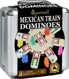 Queensell Mexican Train Dominoes Set with Wooden Hub, Domino Tile Board Games – Double 12 Dominos Set for Family Game Night for Adults and Kids Ages 8 and up (Double 12)