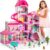 Dollhouses, Housetoys Furniture Pink Girl Toys, 4 Stories 10 Rooms Dreamhome with 2 Princesses Slide Accessories, Toddler Playhouse Gift for for 3 4 5 6 7 8 9 10 Year Old Girls Toys