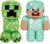 Mattel Minecraft Plush Figure 2-Pack, Steve in Diamond Armor & Charged Creeper Set, Soft Character Dolls in 8-inch Scale