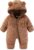 Newborn Baby Bear Outfit With Fold-Over Mittens and Footies Girls Boys Winter Fleece Clothes Hooded Romper Snowsuit