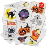 ArtCreativity Halloween Temporary Tattoos for Kids – Pack of 144-2 Inch Non-Toxic Tats Stickers for Boys and Girls, Best for Halloween Party Favors, Treats, Décor, Goodie Bags – 6 Assorted Designs