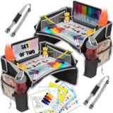 PILLANI Kids Travel Tray for Car – Car Seat Tray for Kids, Road Trip Essentials Must Haves – Carseat Table Roadtrip Activities – Toddler Lap Desk Organizer for Airplane – Travel Essentials – Pack of 2