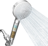 Filtered Shower Head With Handheld, High Pressure Shower Head With Filter 3-Mode, Stainless Steel Panel, Detachable Shower Heads, Water Softener Hard Water Filter Beads – Chlorine Removal