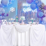 B-COOL 50×80 Inch White Rectangle Sequin Tablecloth Sequins Fabric Sparkly Fabric for Wedding or Banquet Use